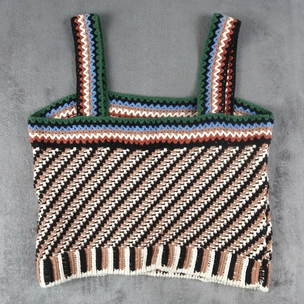 Veronica Beard Womens Livina Knit Cotton Crop Tank Top Brown Medium - Picture 3 of 13